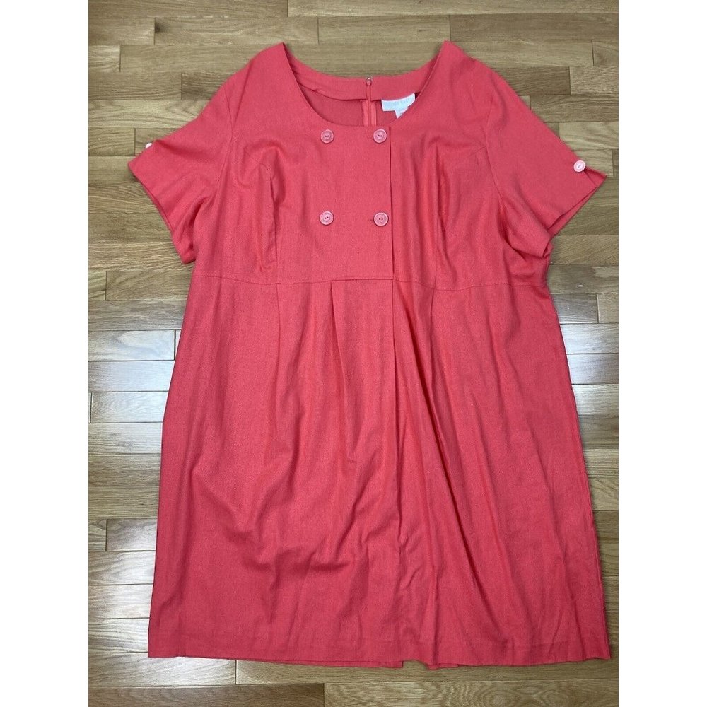 -NWOT Allison Woods Linen Blend Sheath Dress Womens Plus Size 34W Orange Button - Picture 7 of 9
